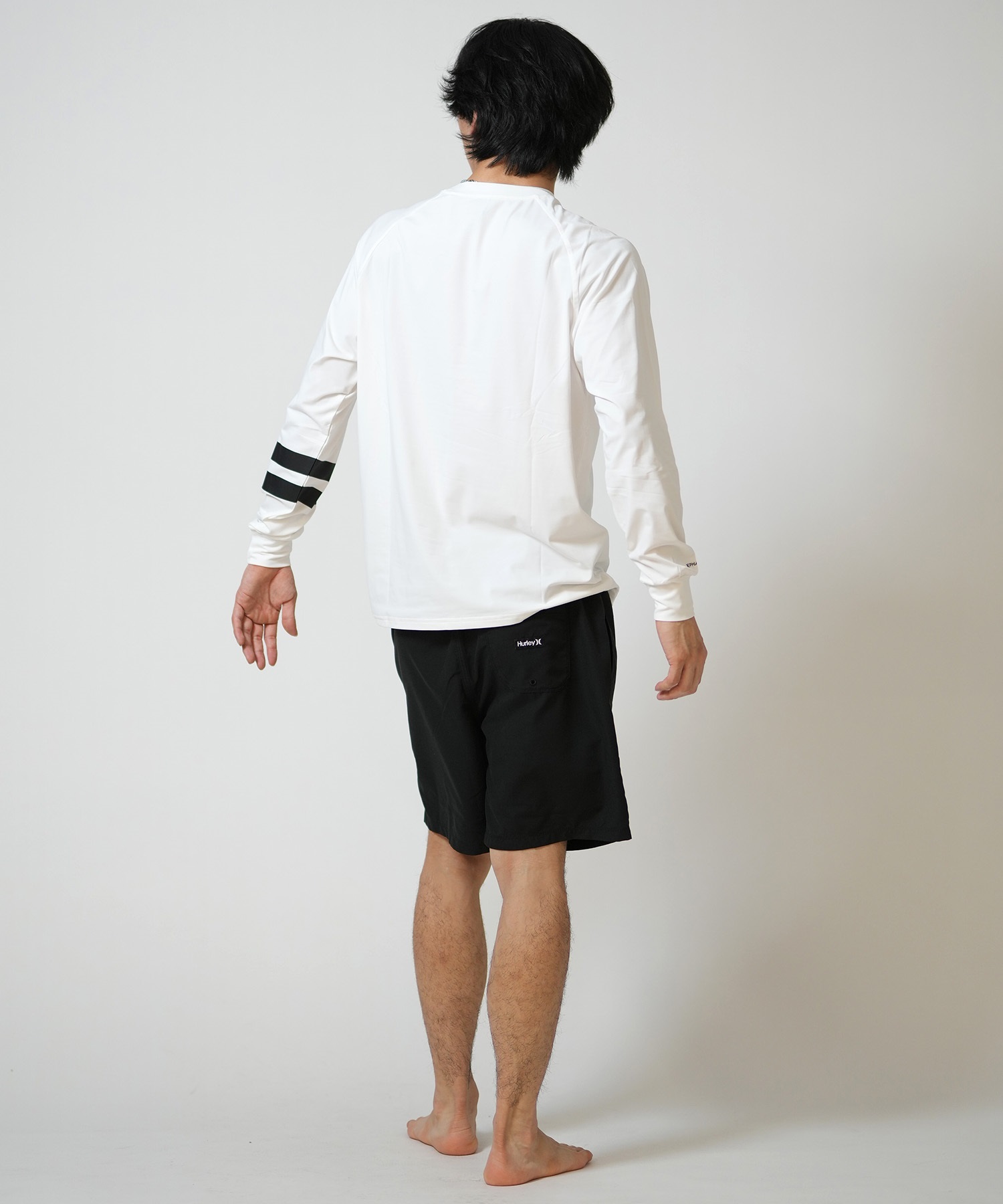 Hurley ハーレー 水着 ラッシュガード 長袖 Tシャツ ロンT メンズ UVカット ストレッチ 疎水性 抗菌防臭 水陸両用 MALS26106P(WHT-M)