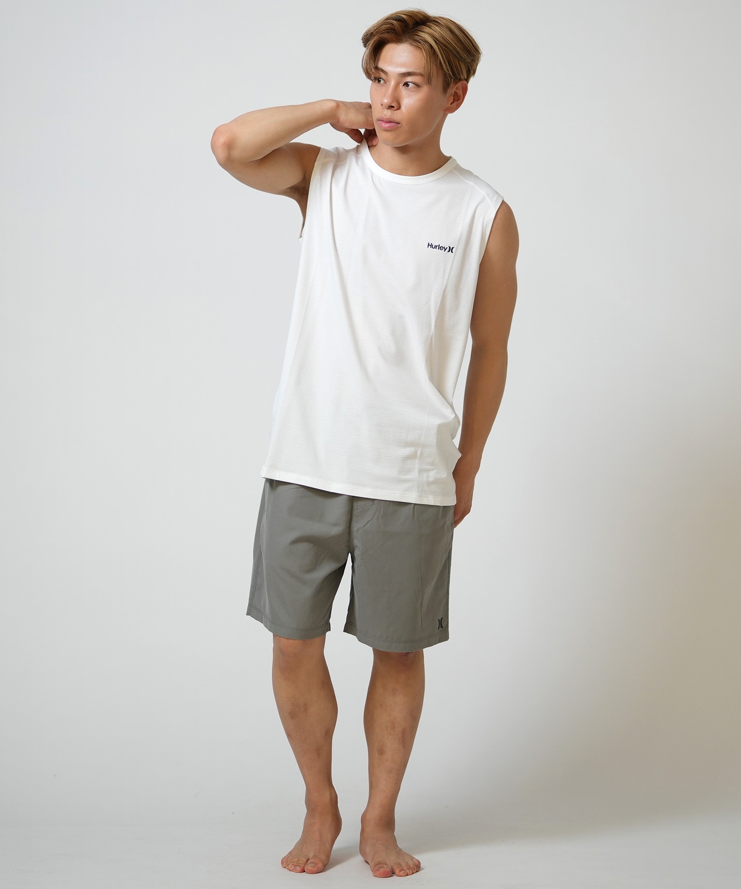 Hurley ハーレー 水着 ラッシュガード タンクトップ メンズ ストレッチ 疎水性 抗菌防臭 水陸両用 MASL26102P(WHT-M)