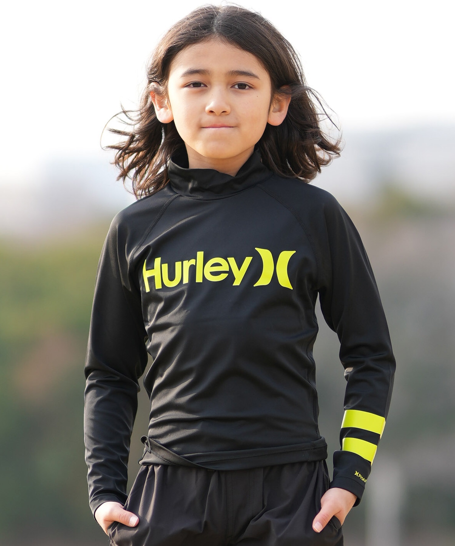 Hurley ハーレー 水着 ラッシュガード 長袖 Tシャツ ロンT キッズ ジュニア 子供 PTM RASH IC BP CMPRSN LS BURG261007