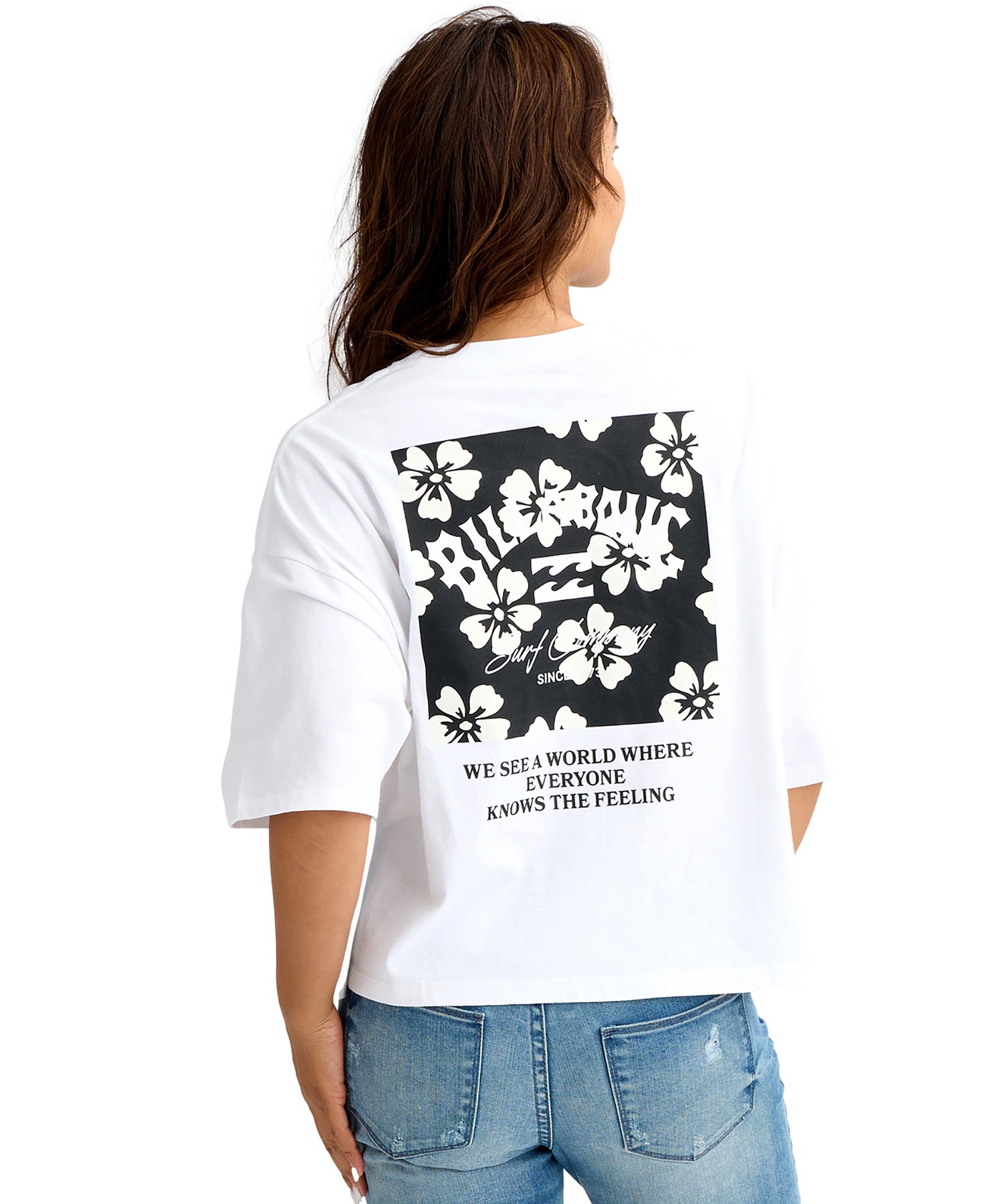 BILLABONG ビラボン 半袖 Tシャツ レディース SQUARE LOGO LOOSE CROPPED BG013205(BLM-M)