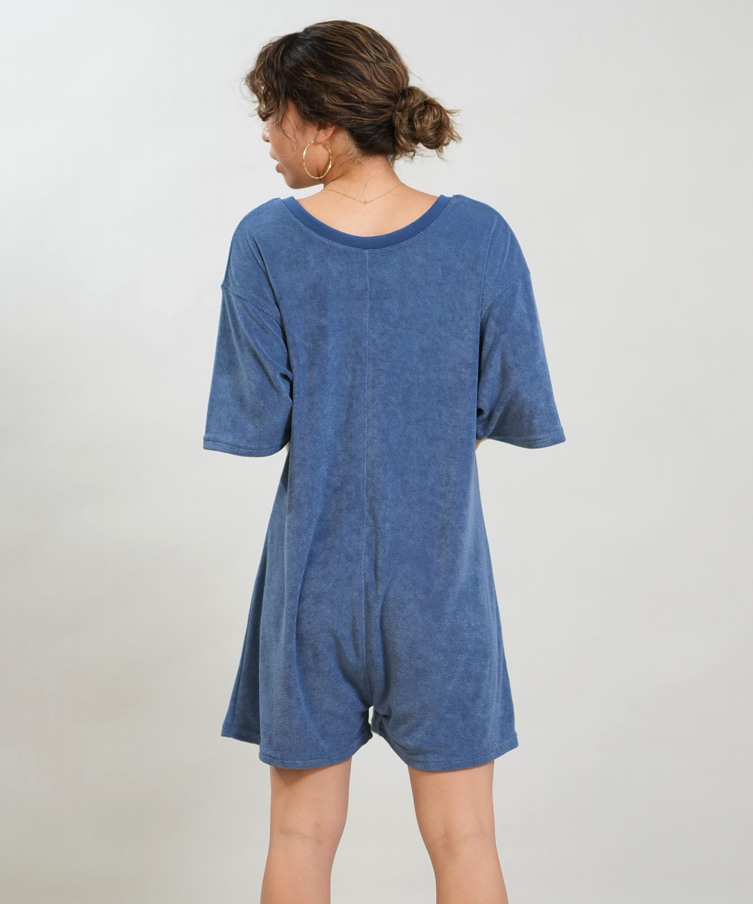 RIKKA FEMME リッカファム オールインワン ロンパース レディース パイル生地 ショート丈 吸水速乾 UVカット RF6S-1406(GRY-FREE)