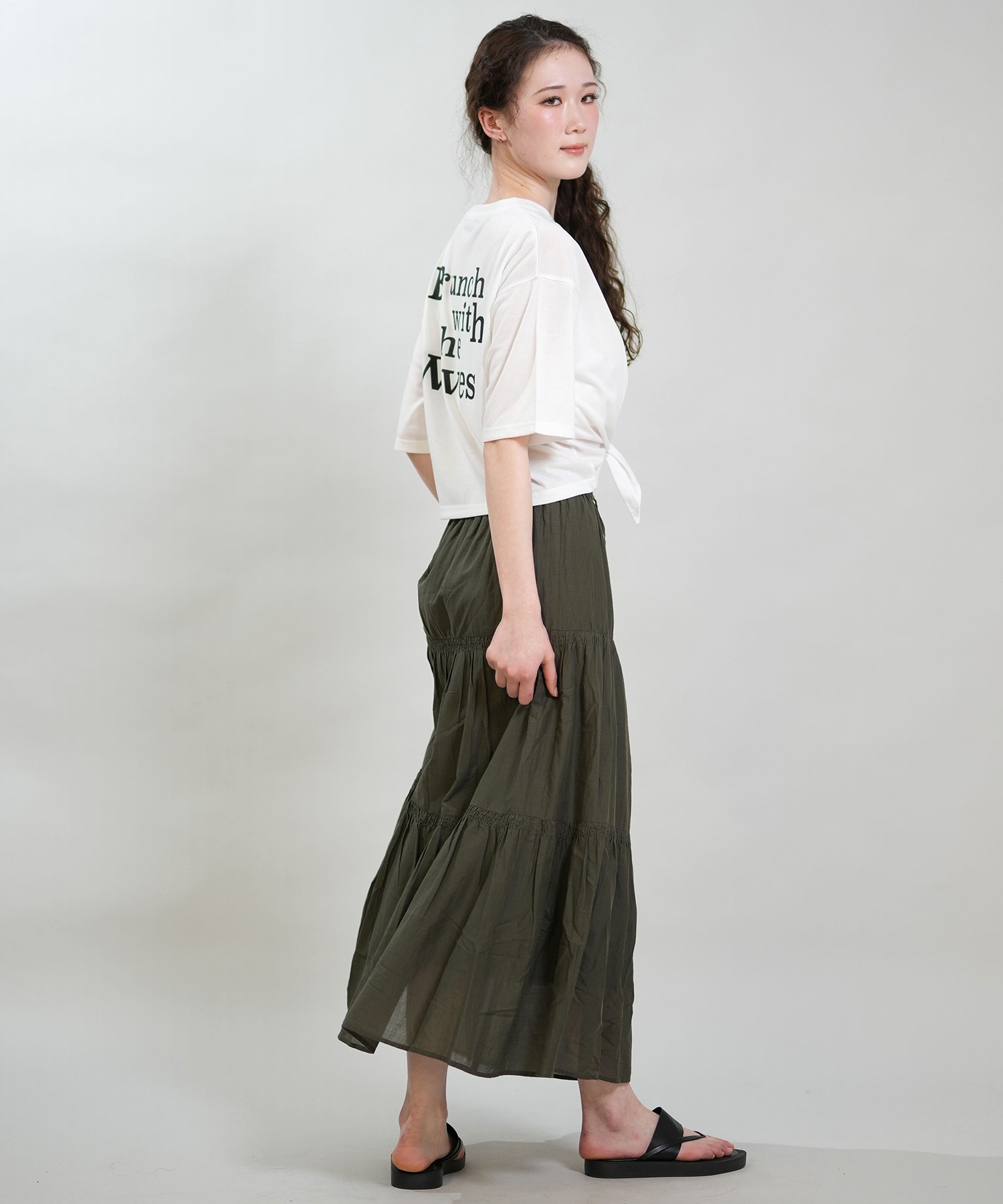 RIKKA FEMME リッカファム 半袖 Tシャツ レディース バックプリント 結びデザイン 吸水速乾 UVカット RF6S-2103(WHT-FREE)