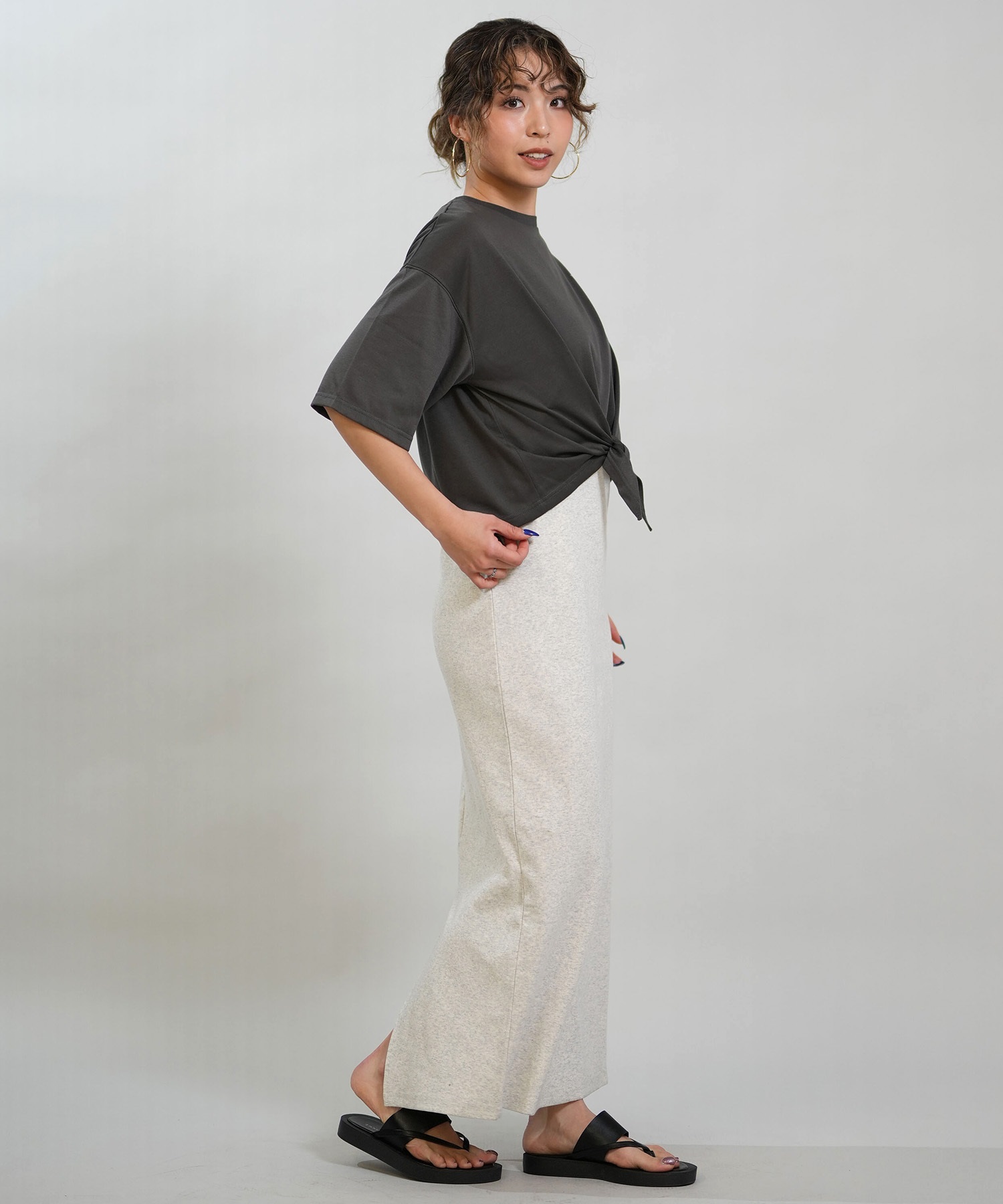 RIKKA FEMME リッカファム 半袖 Tシャツ レディース バックプリント 結びデザイン 吸水速乾 UVカット RF6S-2103(WHT-FREE)