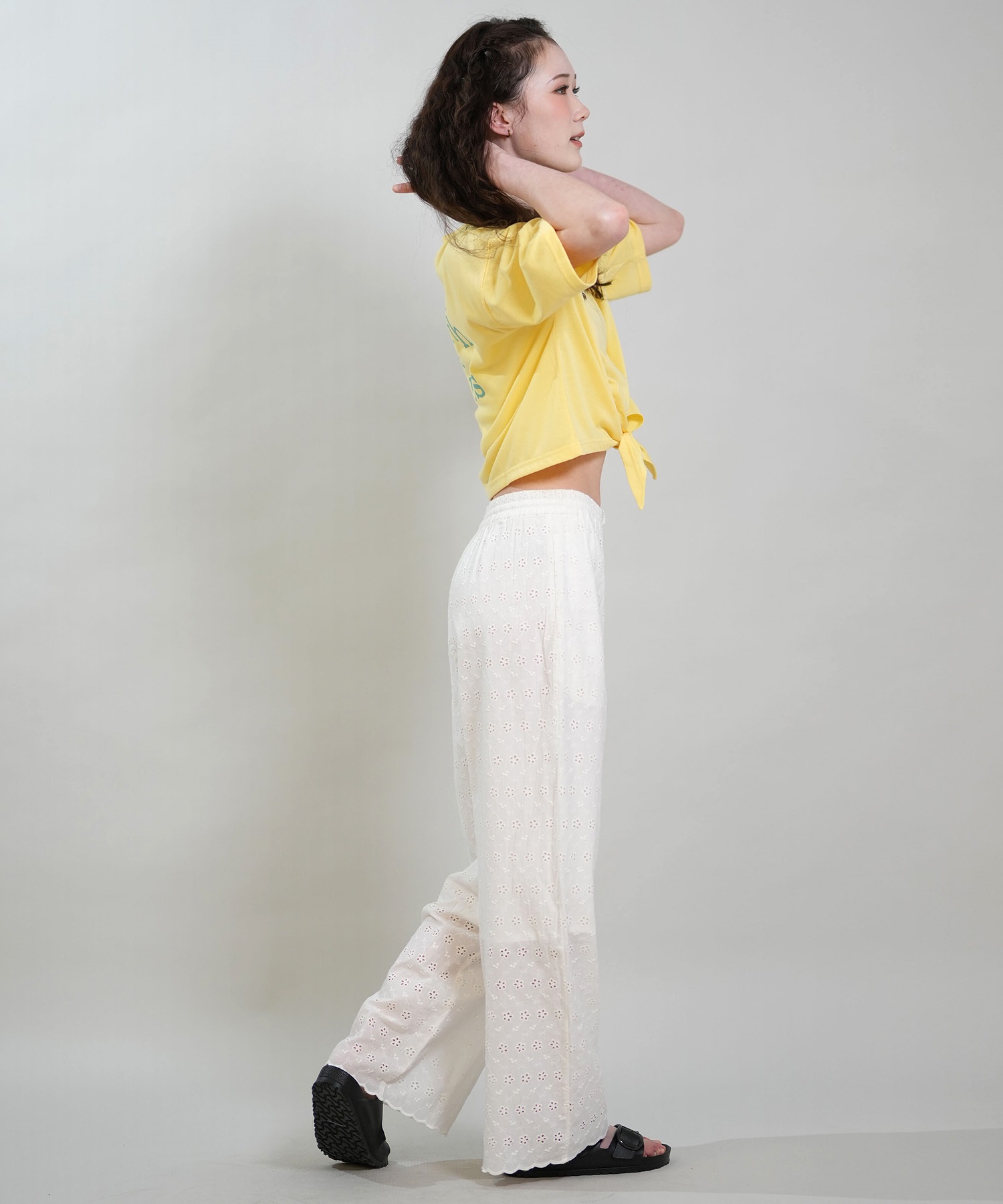 RIKKA FEMME リッカファム 半袖 Tシャツ レディース バックプリント 結びデザイン 吸水速乾 UVカット RF6S-2103(WHT-FREE)