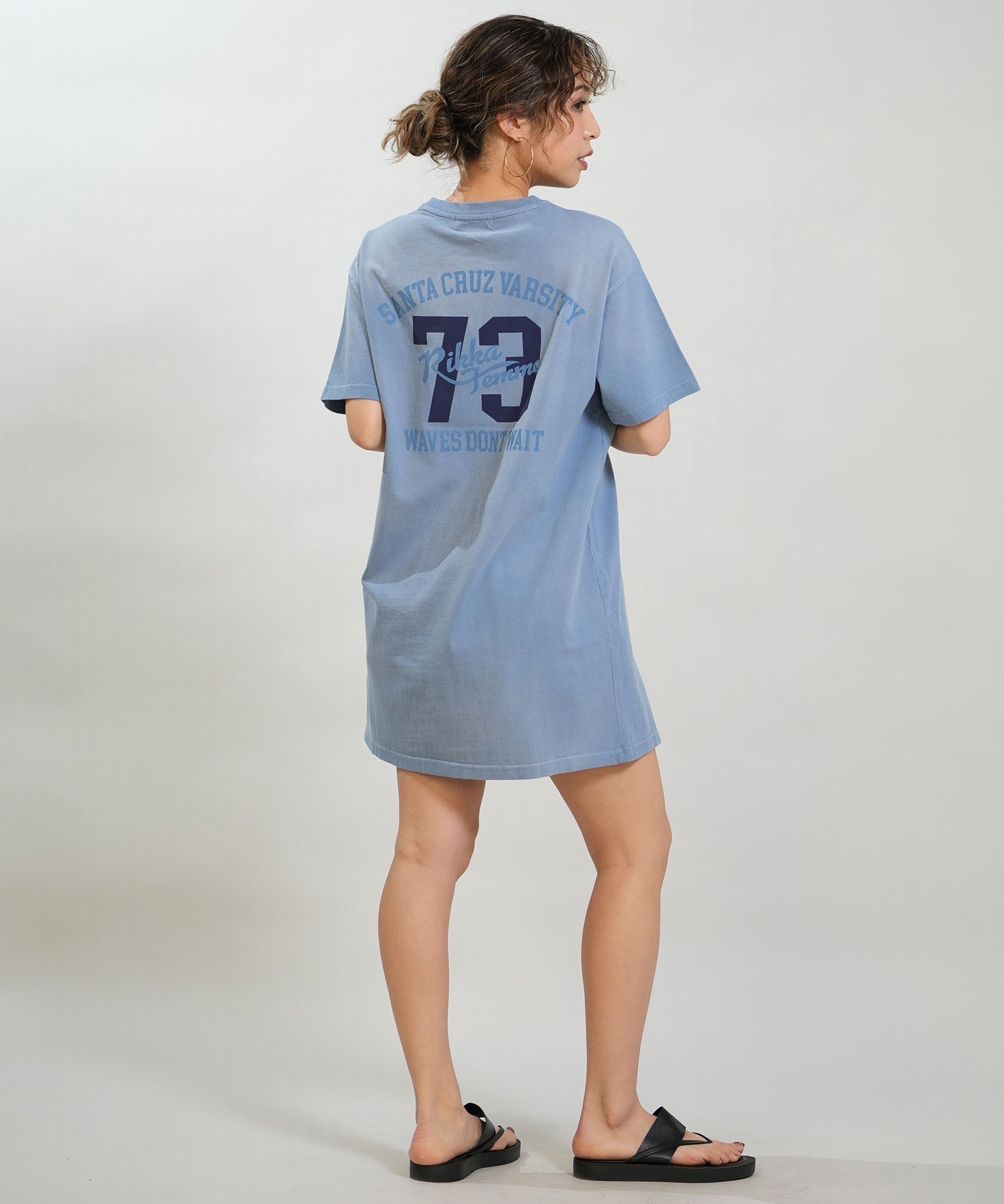 RIKKA FEMME リッカファム 半袖 Tシャツ レディース ワンピース Tシャツワンピ バックプリント RF6S-2105(GRY-FREE)