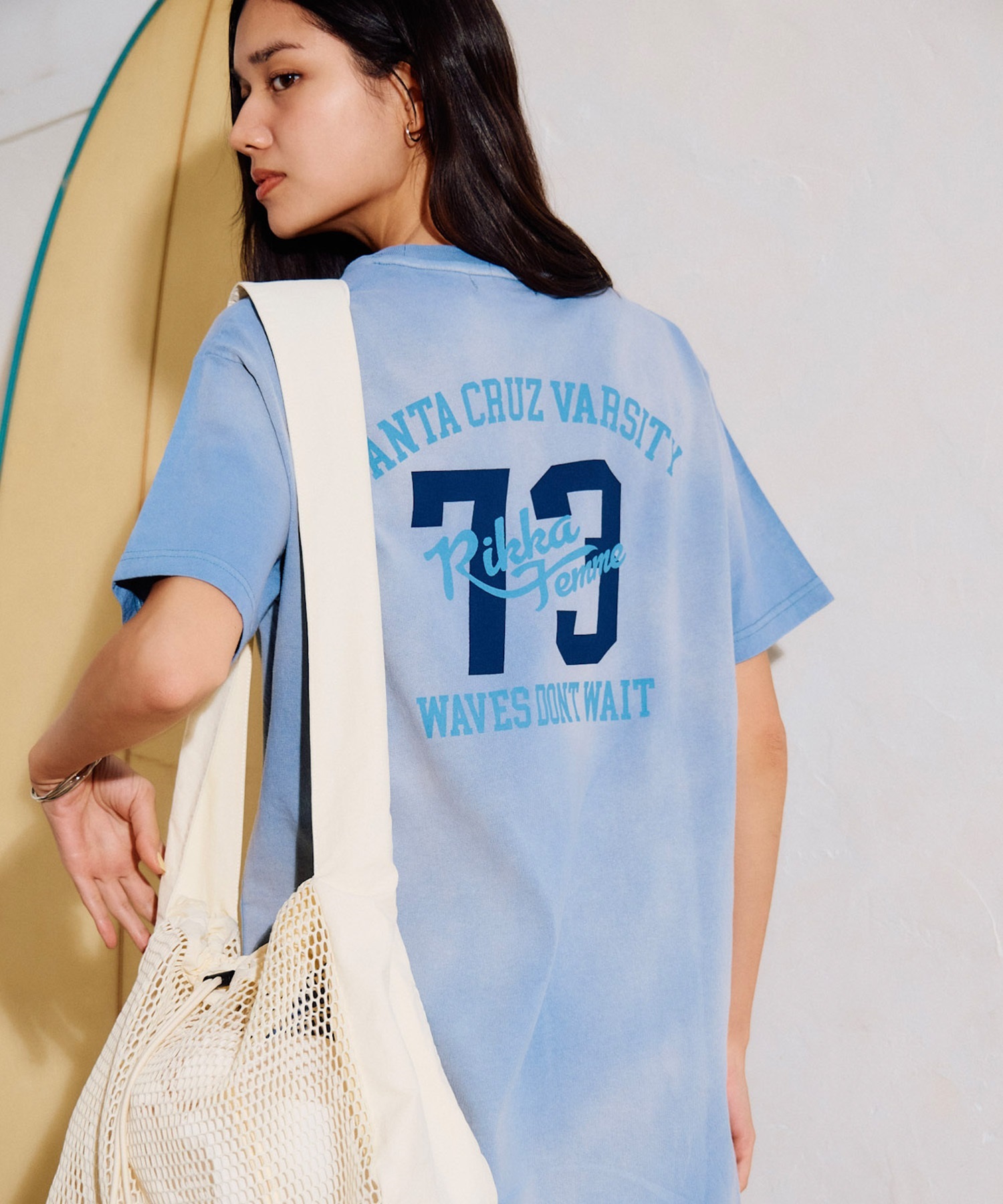 RIKKA FEMME リッカファム 半袖 Tシャツ レディース ワンピース Tシャツワンピ バックプリント RF6S-2105(GRY-FREE)