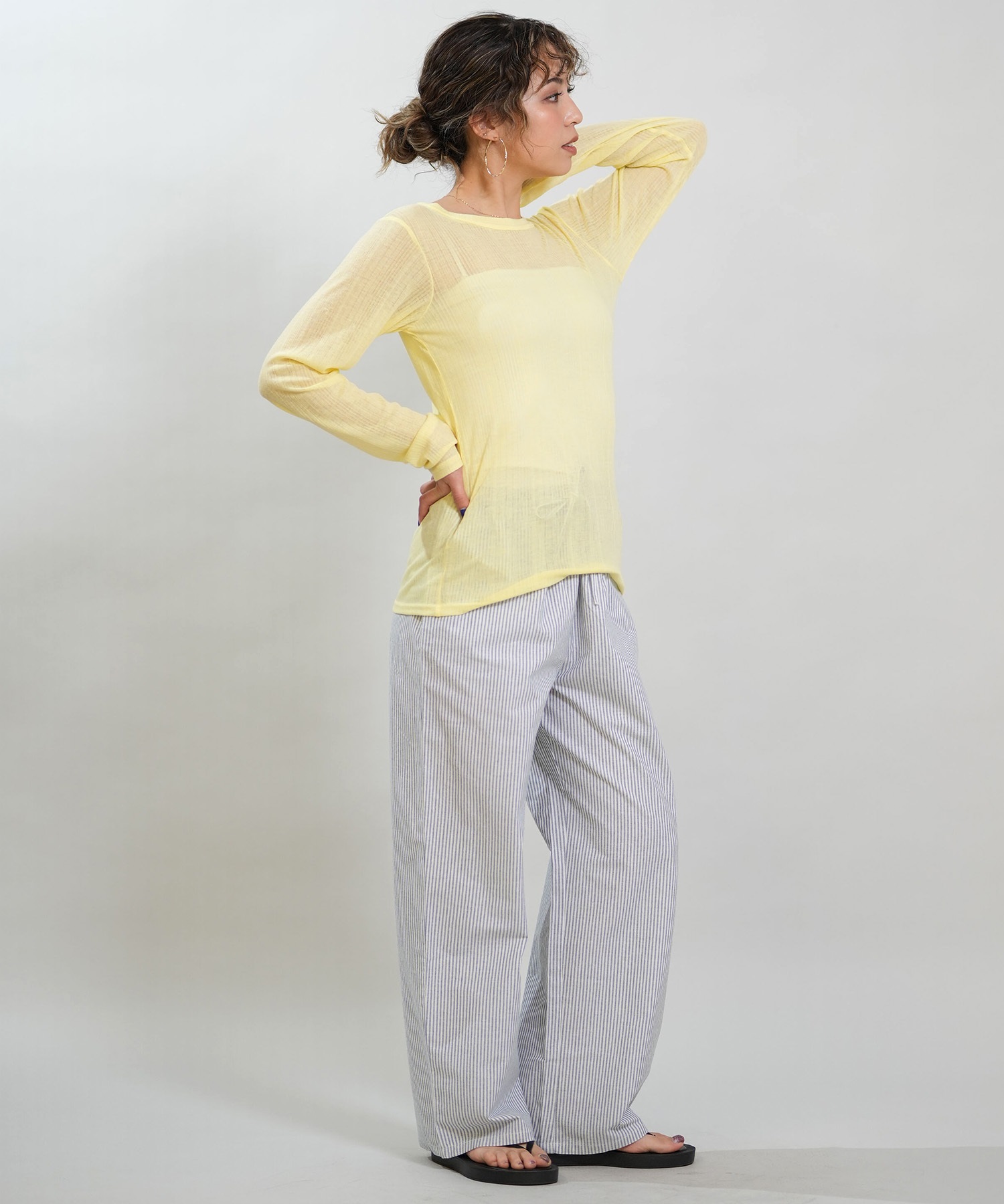 RIKKA FEMME リッカファム 長袖 Tシャツ ロンT レディース シアートップス RF6S-2201(WHT-FREE)