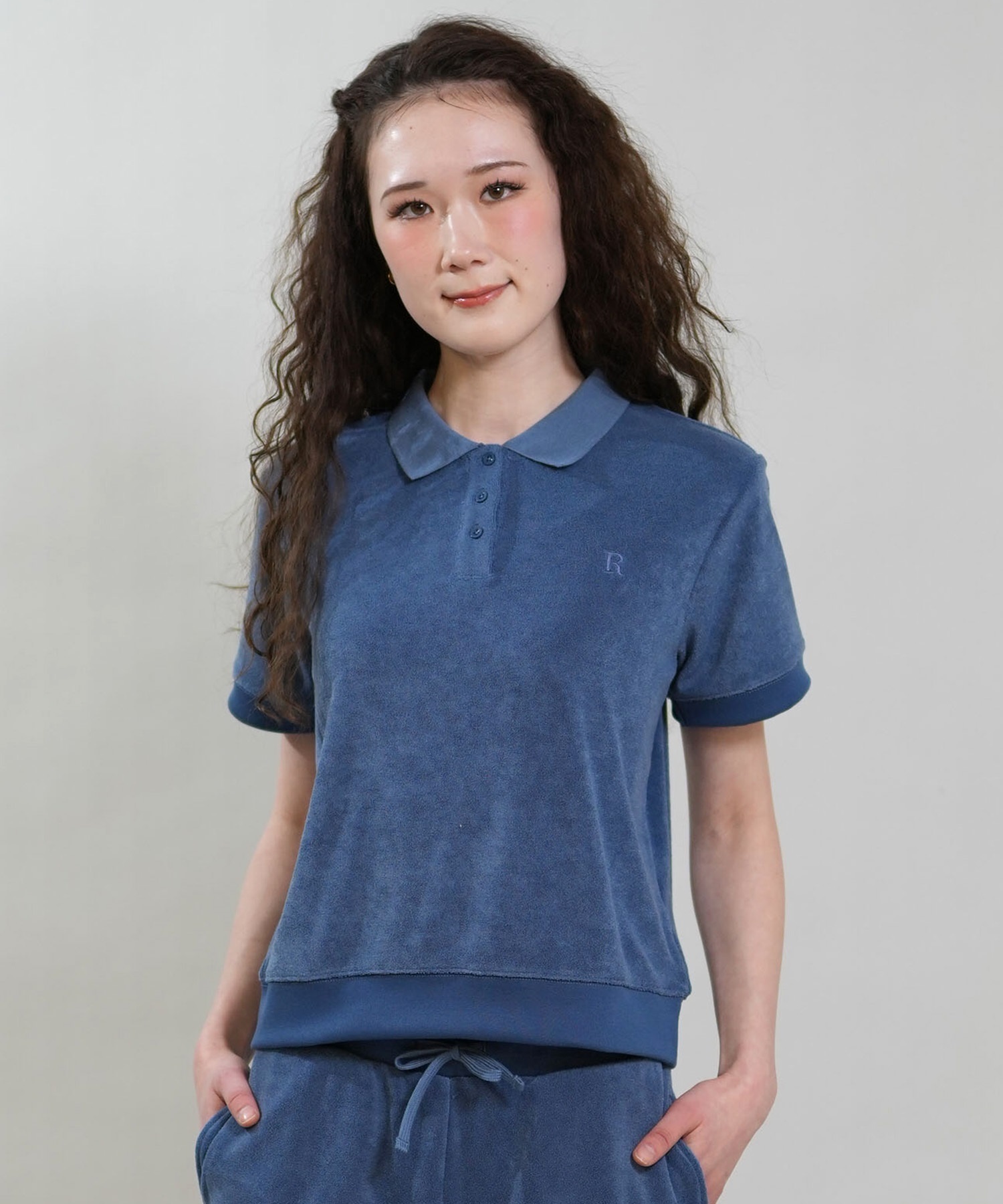 RIKKA FEMME リッカファム 半袖 ポロシャツ レディース パイル生地 吸水速乾 UVカット セットアップ対応 RF6S-2501(GRY-FREE)