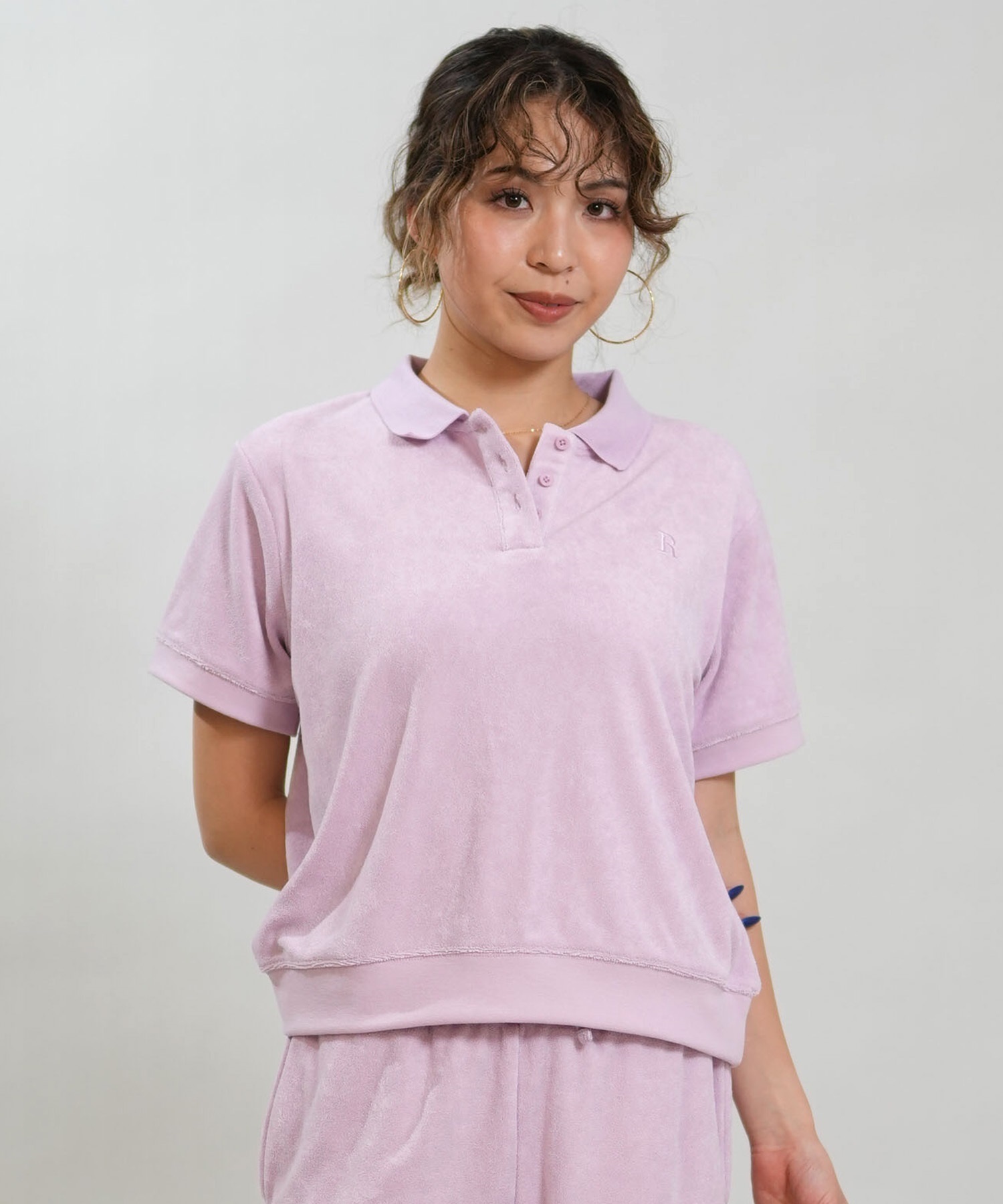 RIKKA FEMME リッカファム 半袖 ポロシャツ レディース パイル生地 吸水速乾 UVカット セットアップ対応 RF6S-2501(GRY-FREE)