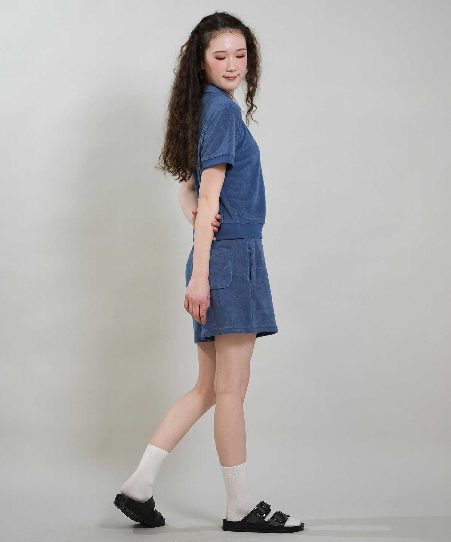 RIKKA FEMME リッカファム 半袖 ポロシャツ レディース パイル生地 吸水速乾 UVカット セットアップ対応 RF6S-2501(GRY-FREE)
