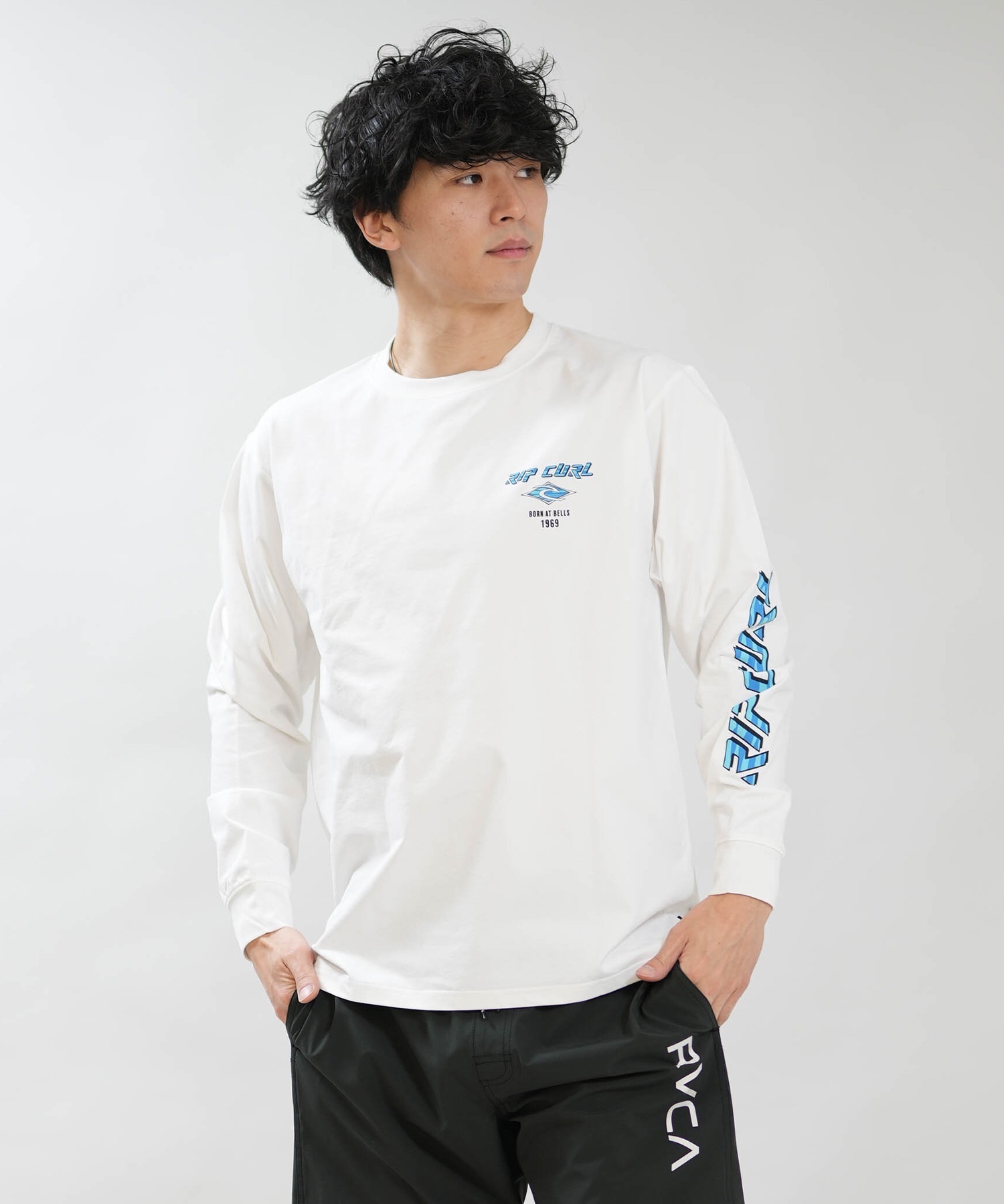 RIP CURL リップカール 長袖 Tシャツ メンズ ラッシュガード BORN AT BELLS LS RASH RCM6S-4301(BLK-M)