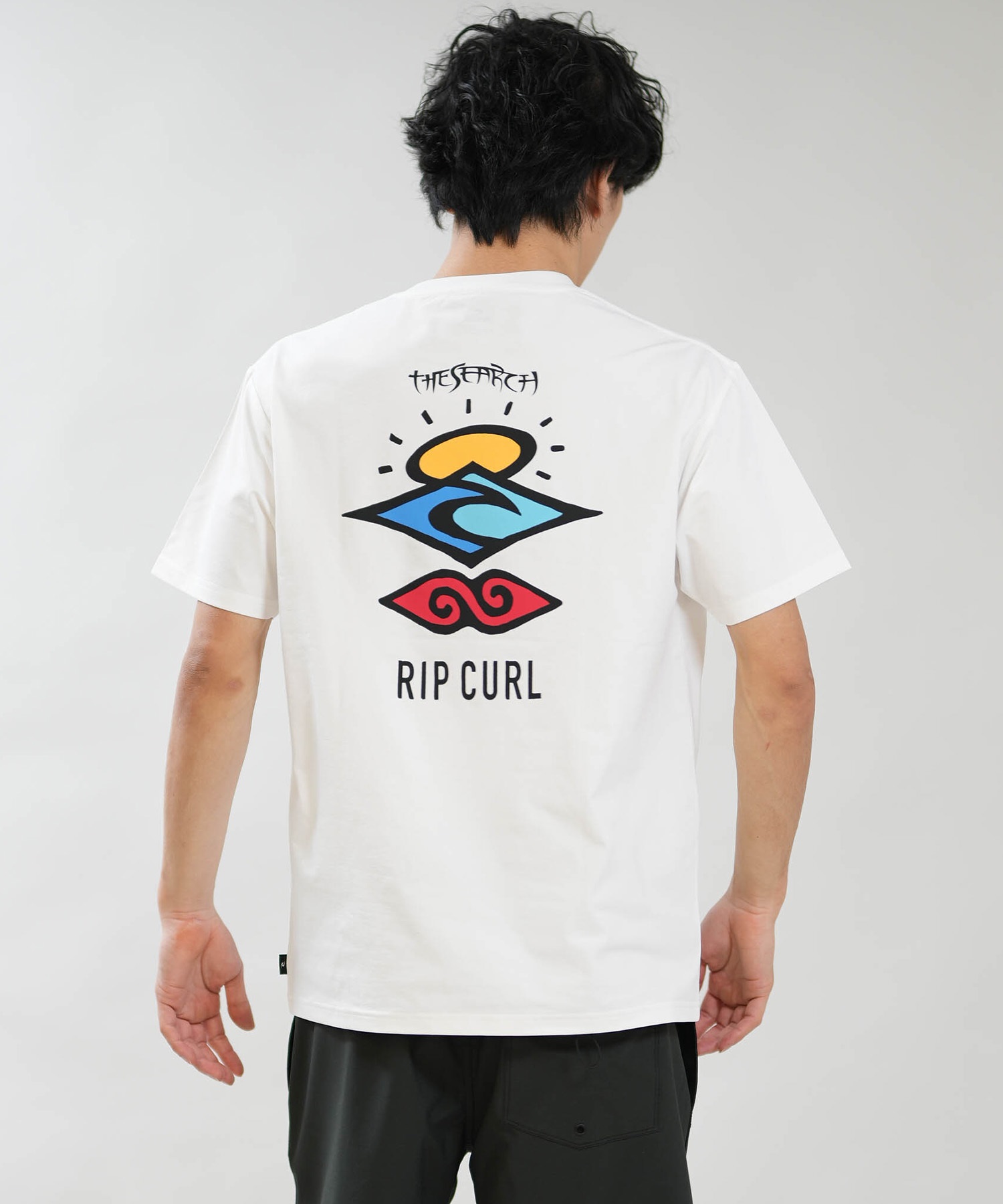 RIP CURL リップカール 半袖 Tシャツ メンズ UVカット SEARCH ICON RASH RCM6S-4303(BLK-M)