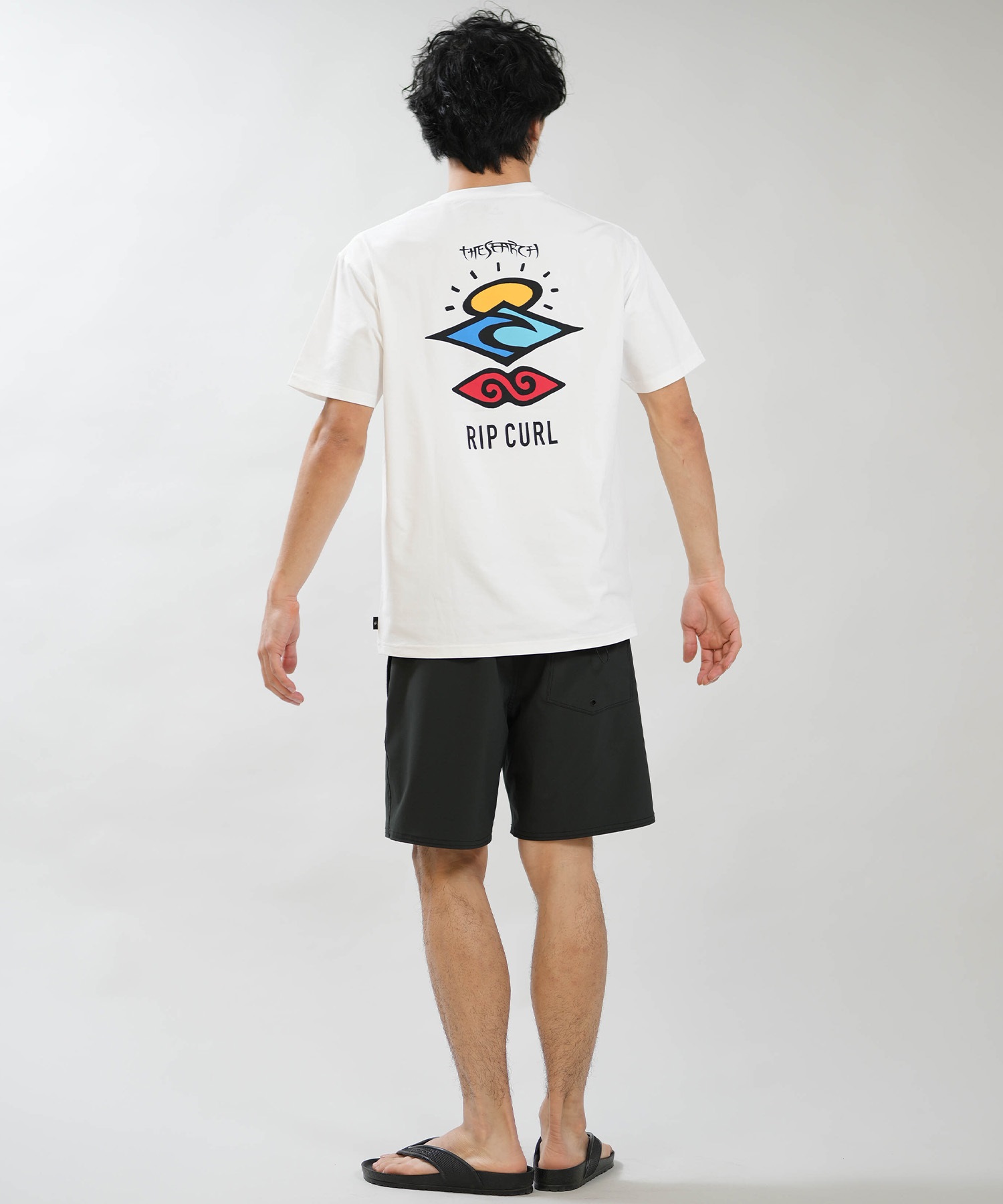 RIP CURL リップカール 半袖 Tシャツ メンズ UVカット SEARCH ICON RASH RCM6S-4303(BLK-M)