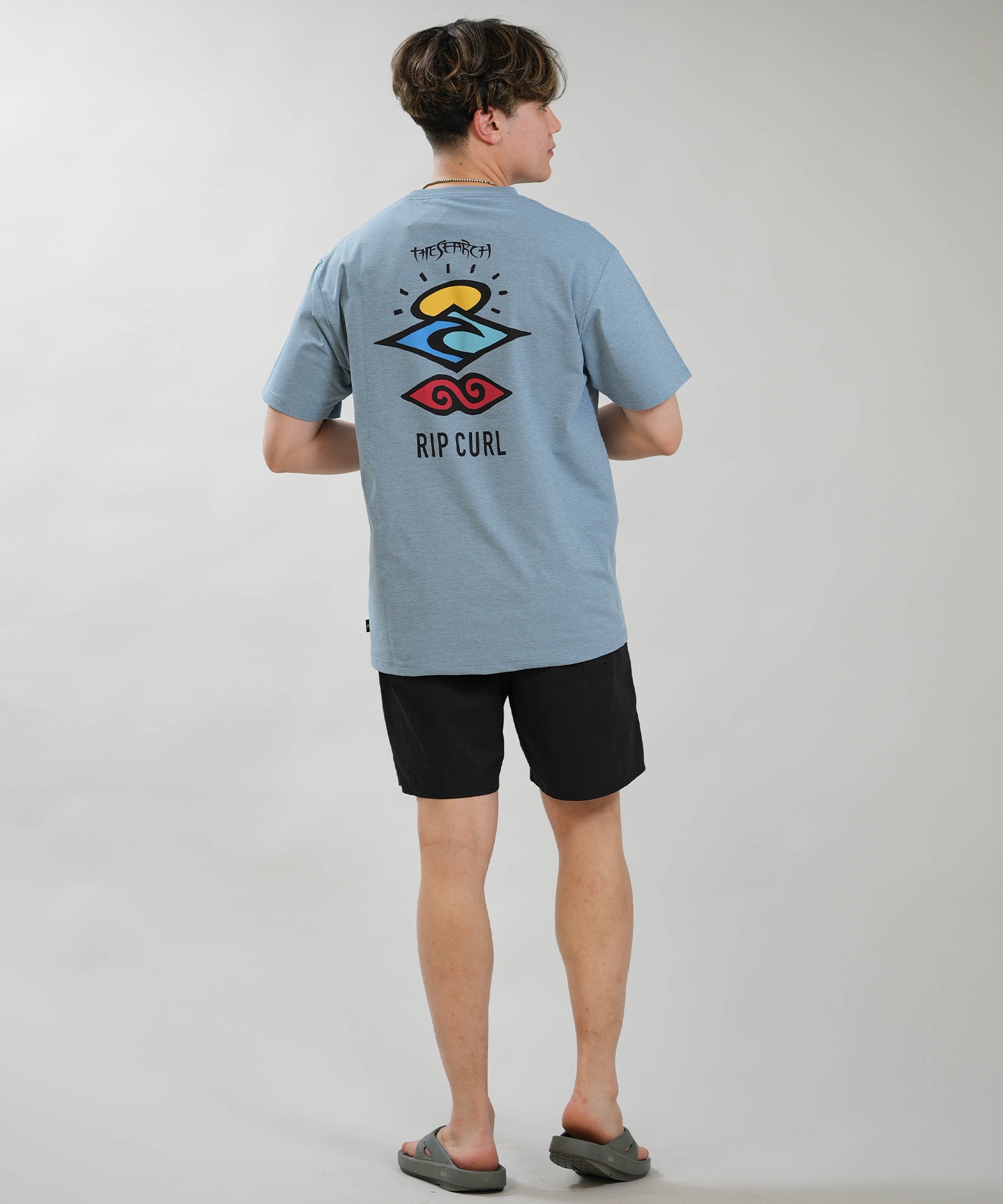 RIP CURL リップカール 半袖 Tシャツ メンズ UVカット SEARCH ICON RASH RCM6S-4303(BLK-M)
