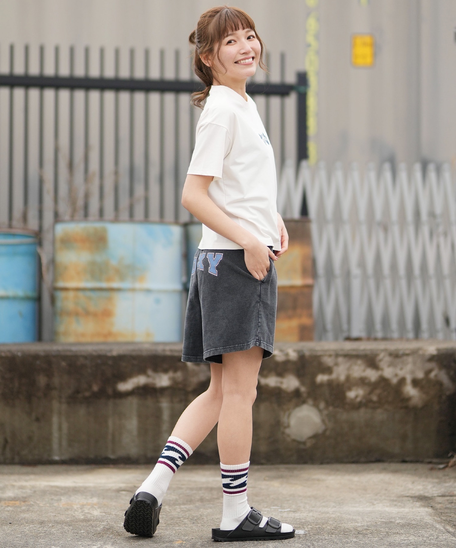ROXY ロキシー 半袖 Tシャツ レディース WATER SUN AND SURF T RST261642M ムラサキスポーツ限定(GRN-M)