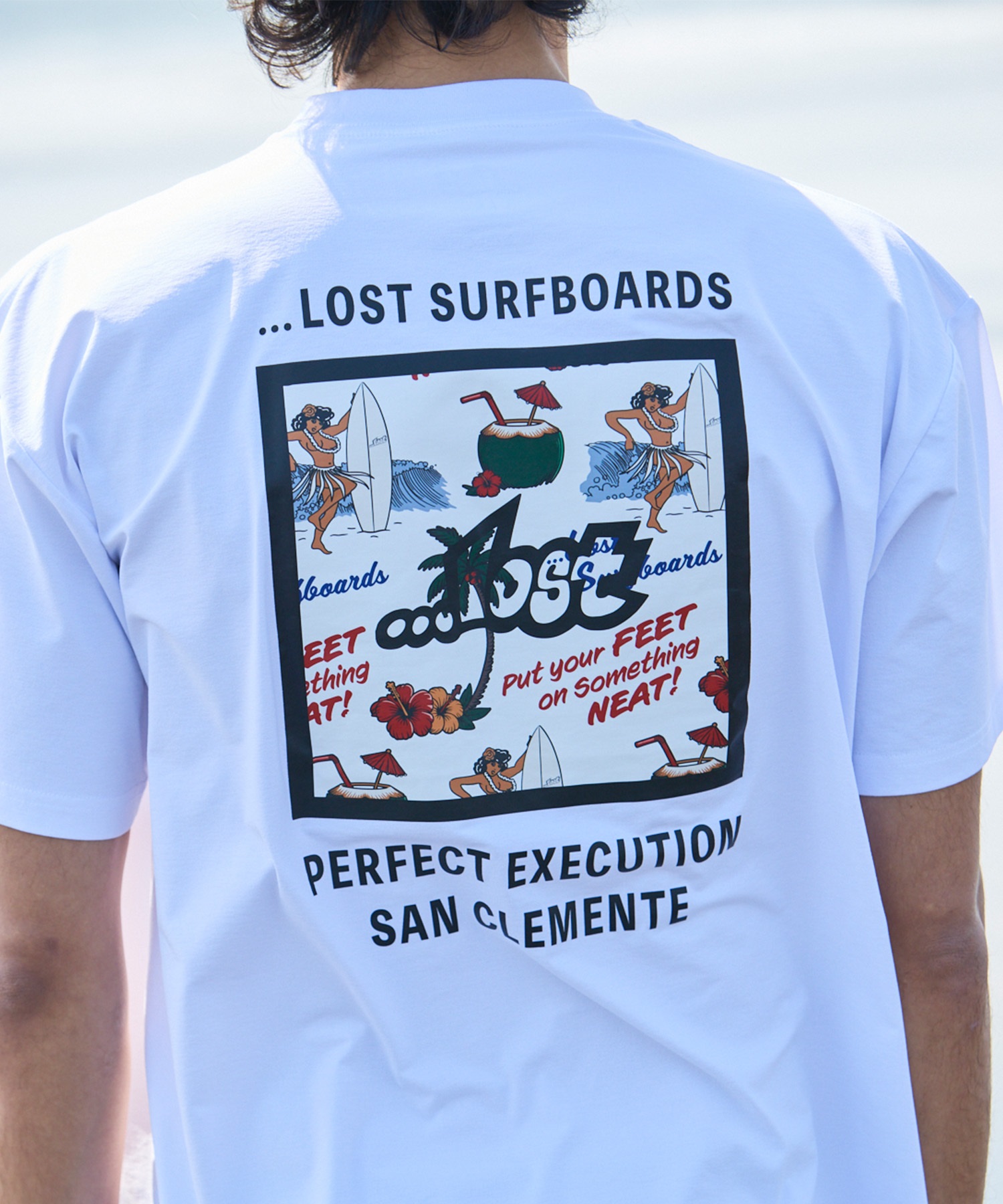 LOST ロスト 水着 ラッシュガード メンズ 半袖 Tシャツ UVカット 速乾 ストレッチ 水陸両用 LM6S-4304(WHT-M)