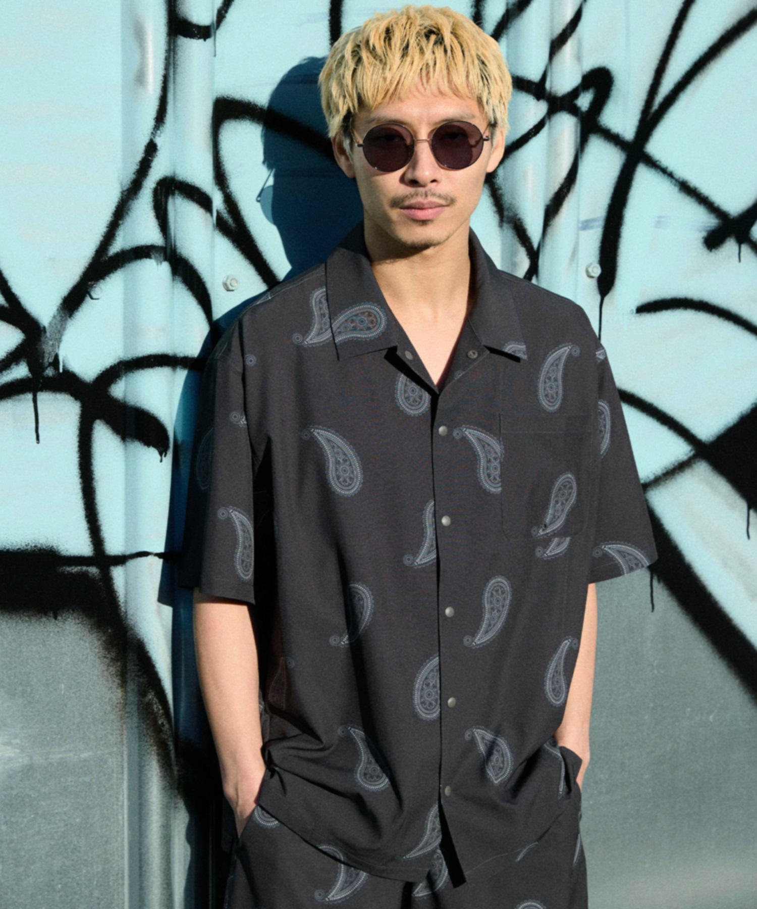 DEAR LAUREL ディアローレル 半袖 シャツ メンズ 水陸両用 VACATION SHIRT DL26S-2403(BLK-M)