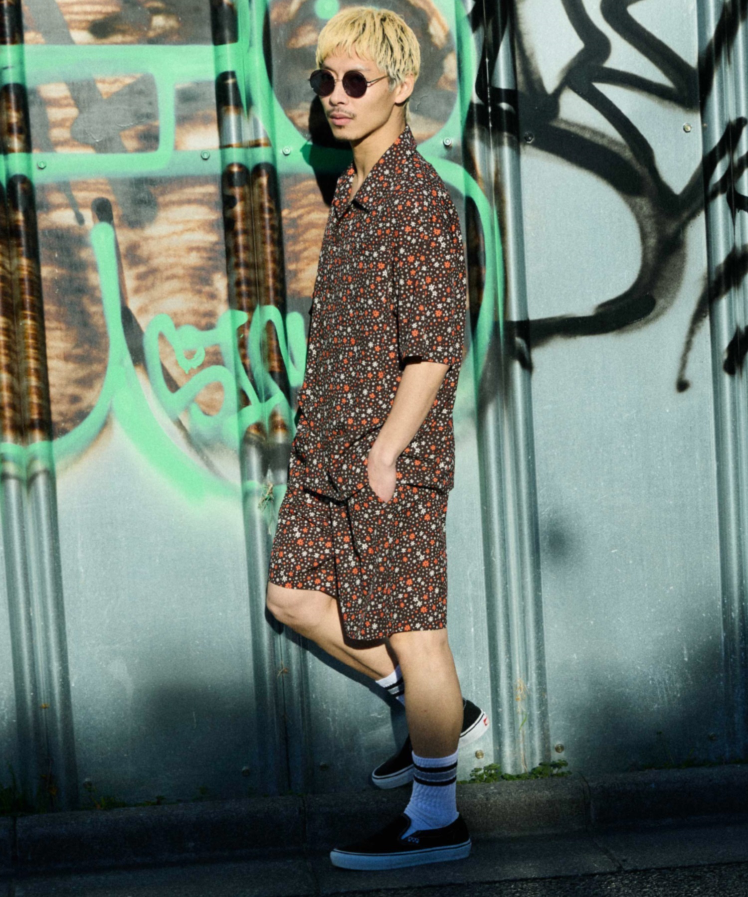 DEAR LAUREL ディアローレル 半袖 シャツ メンズ 水陸両用 VACATION SHIRT DL26S-2403(BLK-M)