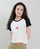 RVCA ルーカ 半袖 Tシャツ レディース クロップド丈 ショート丈 ROAM RAGLAN CROPPED BABY TEE BG043204(BLK-S)