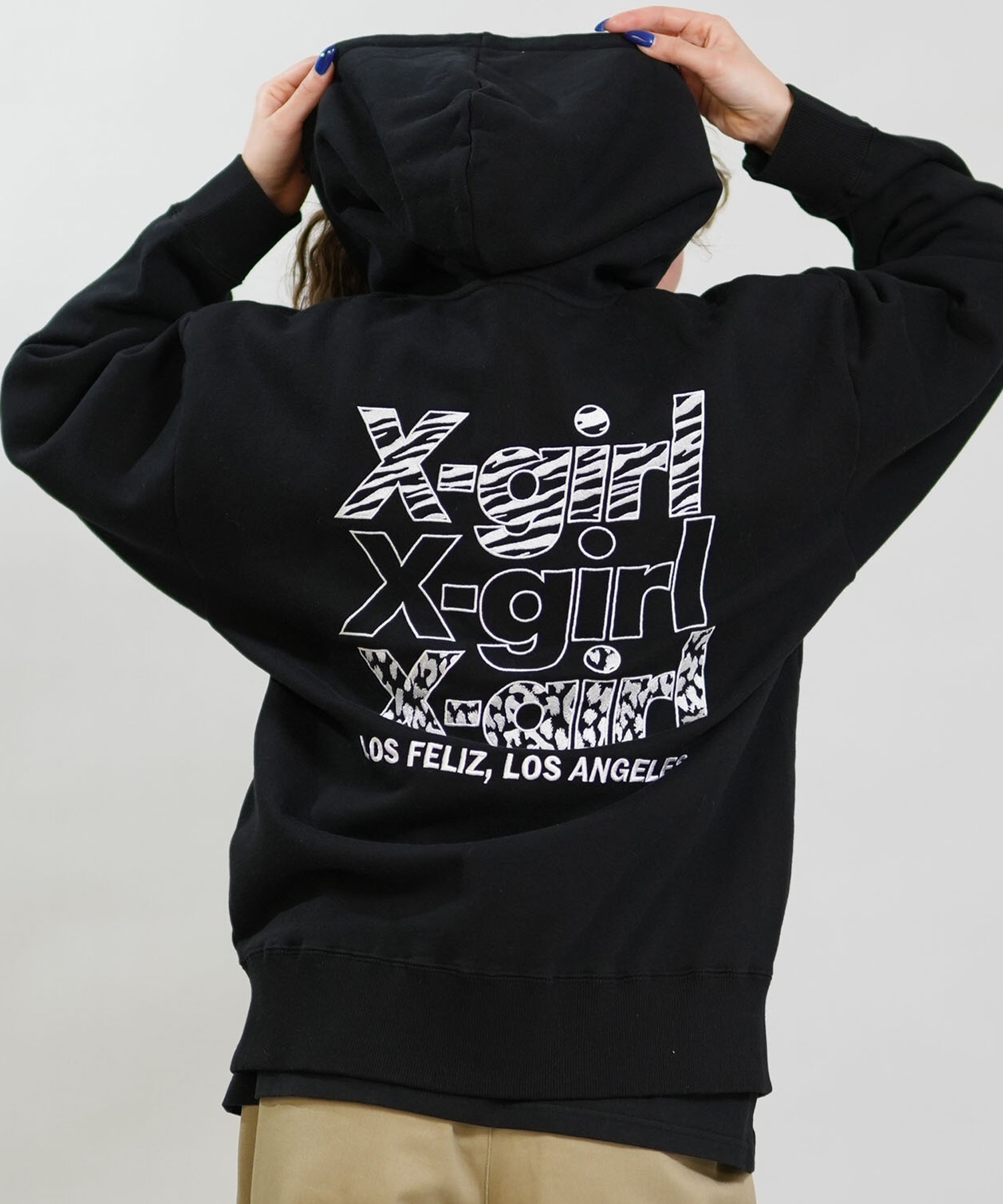 X-GIRL エックスガール ジップアップ パーカー レディース バックロゴ 裏毛 105254012027 ムラサキスポーツ限定(ASH-S)