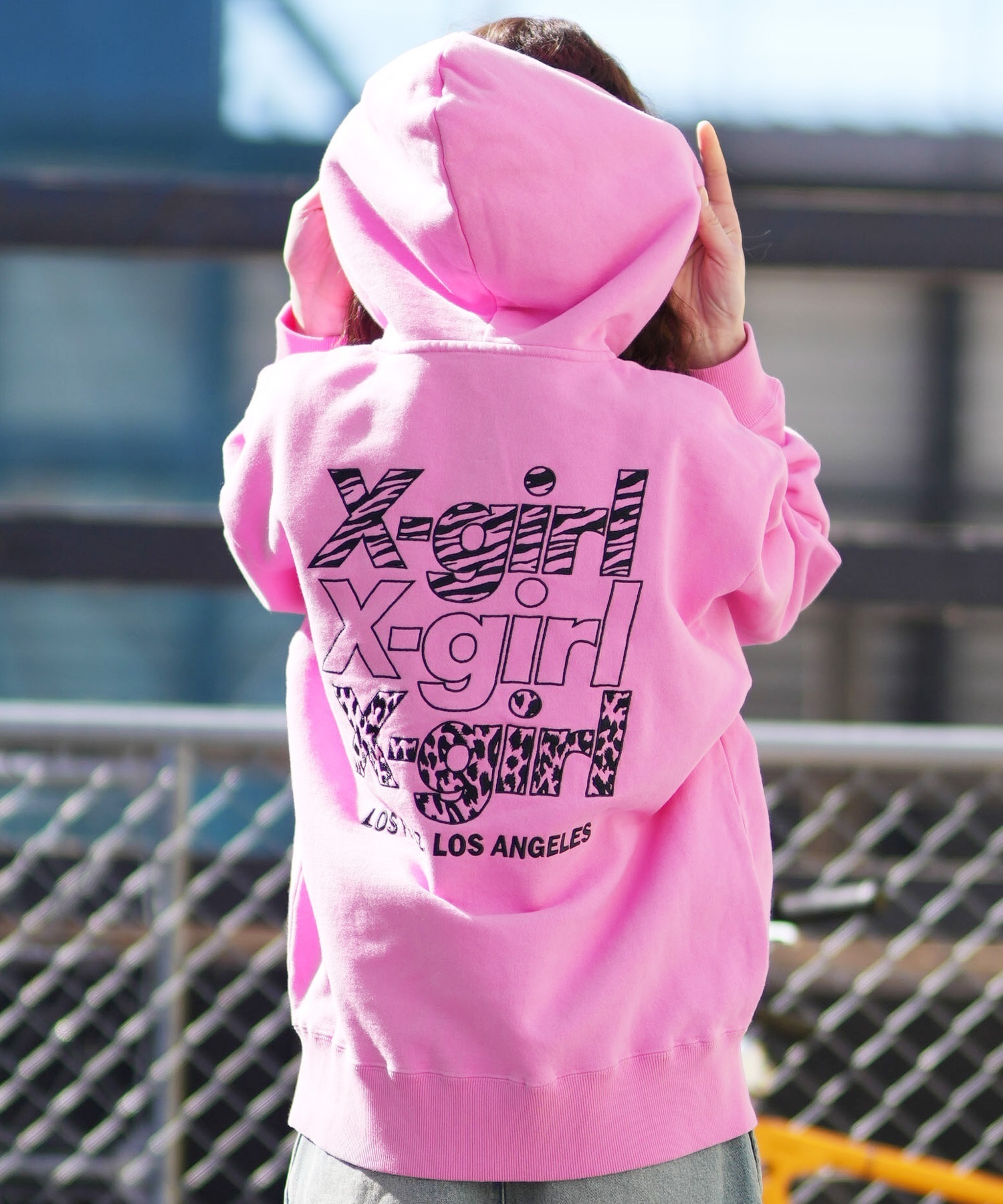 X-GIRL エックスガール ジップアップ パーカー レディース バックロゴ 裏毛 105254012027 ムラサキスポーツ限定(ASH-S)