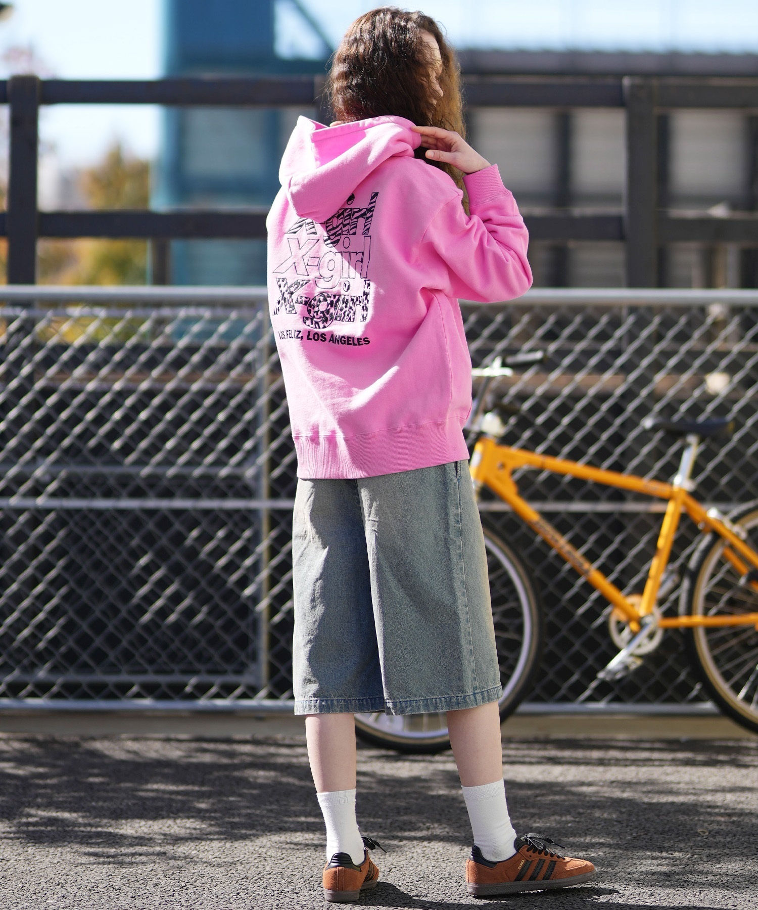 X-GIRL エックスガール ジップアップ パーカー レディース バックロゴ 裏毛 105254012027 ムラサキスポーツ限定(ASH-S)