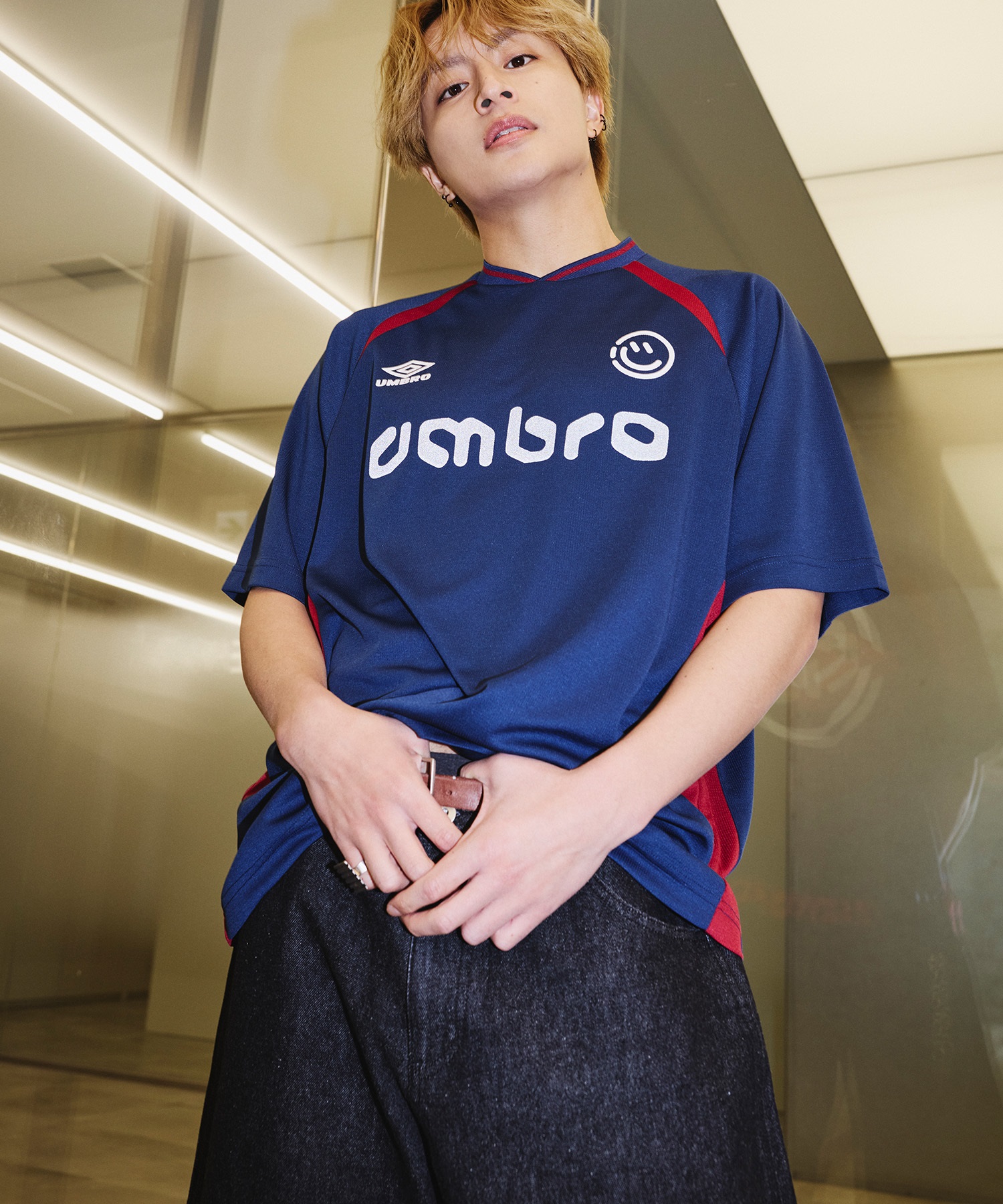 UMBRO アンブロ × ALAN SHIRAHAMA デニムショーツ UM26SSAL-PT03(BLACK-M)