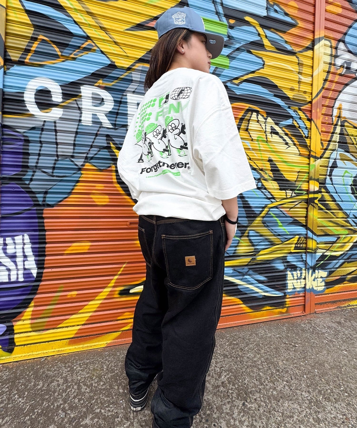 FORGET NEVER フォーゲットネバー コラボレーション 半袖 Tシャツ メンズ バックプリント 263OO1ST944FN ムラサキスポーツ限定(WHT-M)