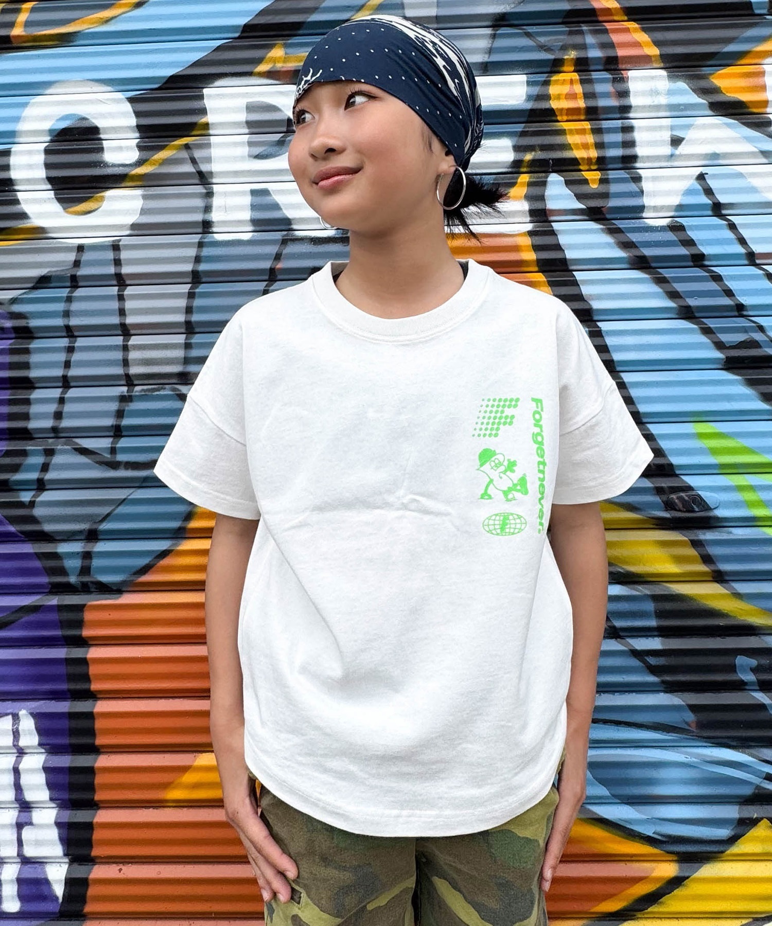 FORGET NEVER フォーゲットネバー 半袖 Tシャツ キッズ ジュニア 子供 グラフィックTシャツ 263OO3ST942FN ムラサキスポーツ限定(BLK-130cm)