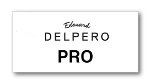 Name badge reading'Edward Delpero Pro' with 'Edward' in script above and 'DELPERO' bold, 'PRO' large at bottom.