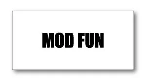 image - SHOP NEWS | ムラサキスポーツオンラインストア 通販 "MOD FUN" in bold black letters on a white rectangular card','Alternative: Bold black text 'MOD FUN' centered on a white card