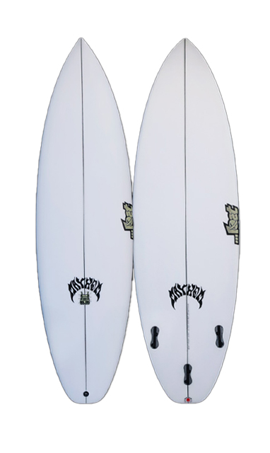 image - SHOP NEWS | ムラサキスポーツオンラインストア 通販 Two white surfboards standing upright side by side against a white background, showing front and back views with center stringers and small logos near the tails.