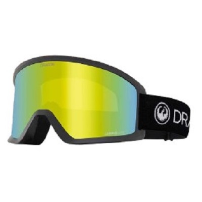 Snow ski goggles with a reflective yellow-lensed visor and a black adjustable strap.